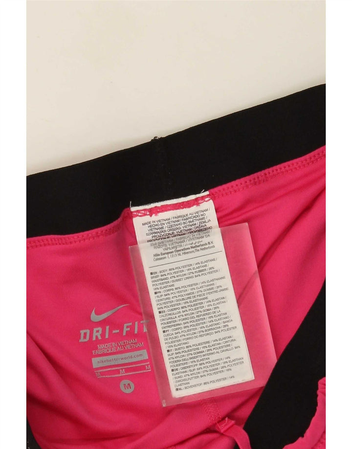 Nike Womens Dri Fit Sport Shorts UK 12 Medium Pink Colourblock Polyester