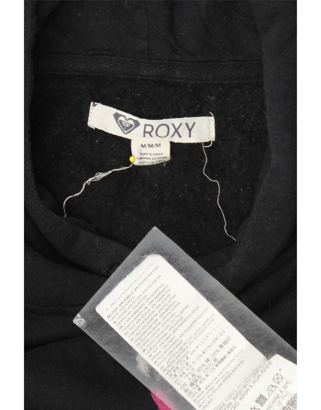 Roxy Womens Graphic Hoodie Jumper UK 14 Medium Black Cotton
