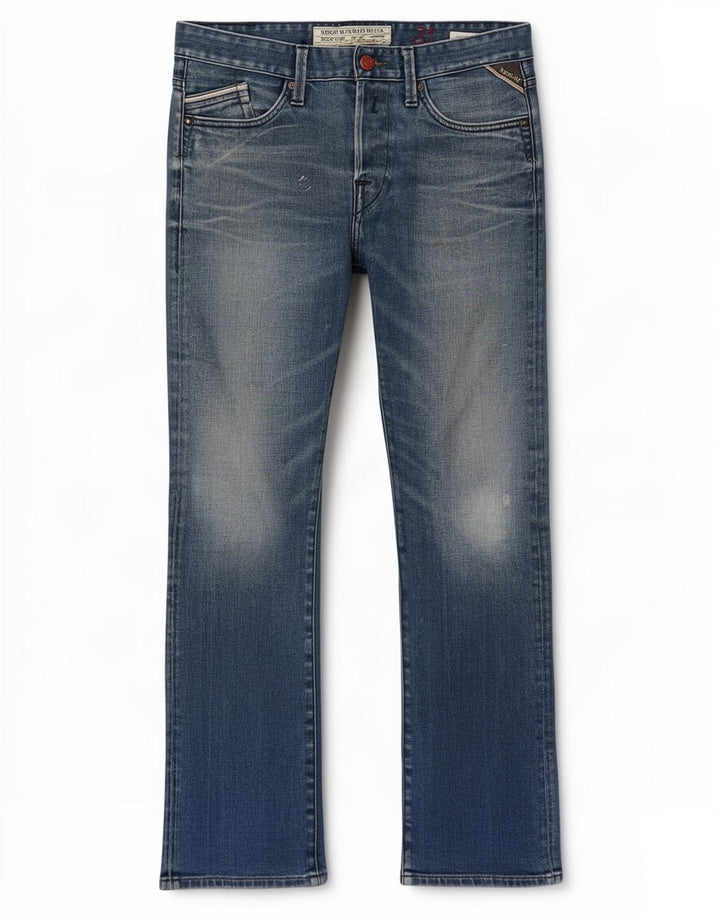 Replay Mens Waitom Straight Jeans W31 L30 Blue Cotton