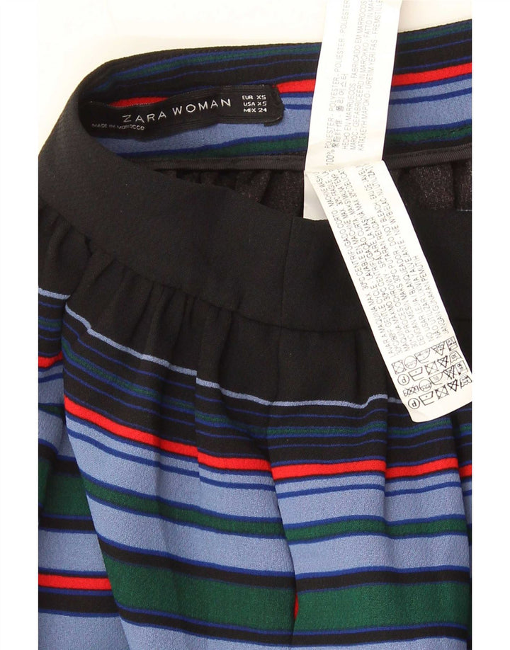 Zara Womens A-Line Skirt XS W24 Multicoloured Striped Polyester