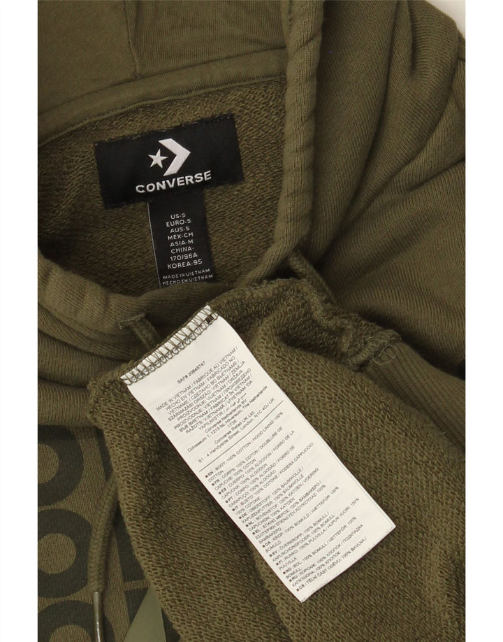 Converse Mens Graphic Hoodie Jumper Small Khaki Cotton