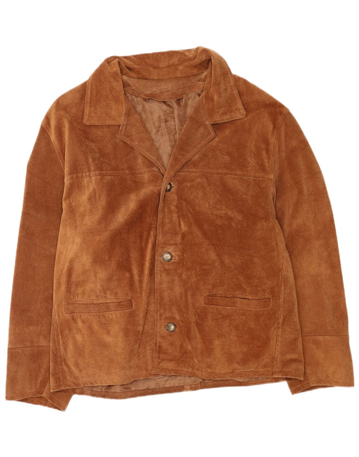 Vintage Mens Suede Jacket IT 52 XL Brown Leather
