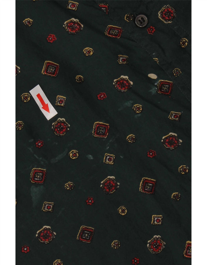 Fuzi Silks Mens Short Sleeve Shirt Large Green Floral