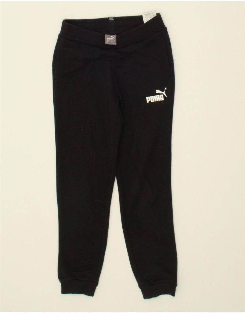 PUMA Boys Graphic Tracksuit Trousers Joggers 7-8 Years Black Polyester | Vintage Puma | Thrift | Second-Hand Puma | Used Clothing | Messina Hembry 