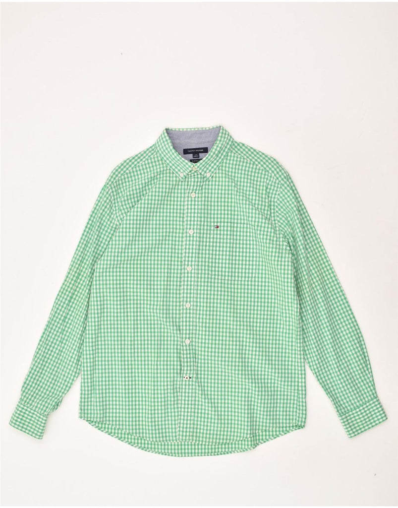 TOMMY HILFIGER Mens Classic Fit Shirt Large Green Gingham Cotton | Vintage Tommy Hilfiger | Thrift | Second-Hand Tommy Hilfiger | Used Clothing | Messina Hembry 