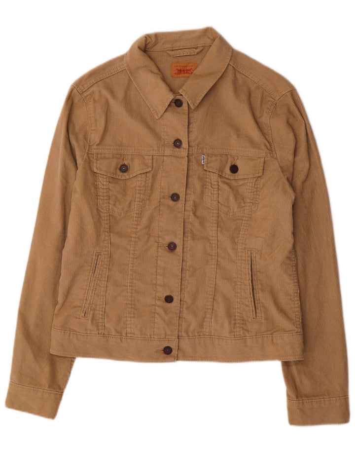 LEVI'S Womens Corduroy Jacket UK 16 Large Beige Cotton