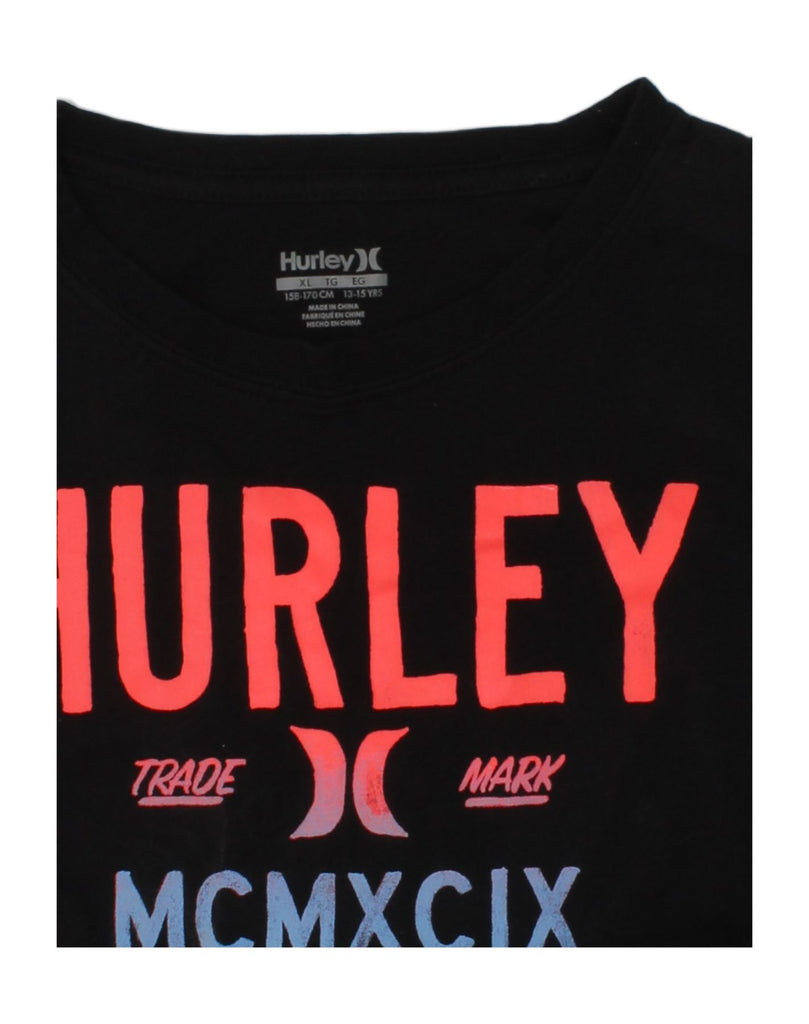 HURLEY Boys Graphic T-Shirt Top 14-15 Years XL Black Cotton | Vintage Hurley | Thrift | Second-Hand Hurley | Used Clothing | Messina Hembry 