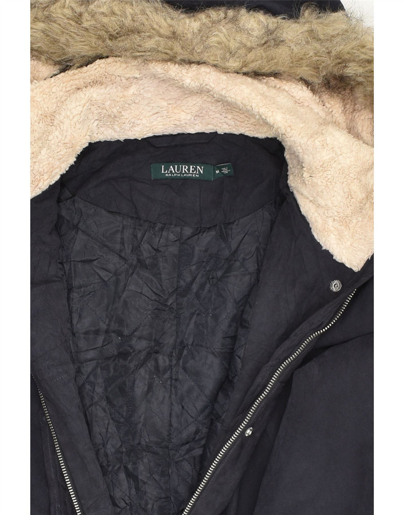 RALPH LAUREN Womens Hooded Parka Jacket UK 14 Medium Navy Blue | Vintage Ralph Lauren | Thrift | Second-Hand Ralph Lauren | Used Clothing | Messina Hembry 