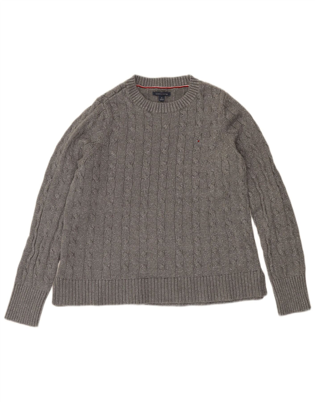 Tommy Hilfiger Womens Crew Neck Jumper Sweater UK 14 Medium Grey Flecked