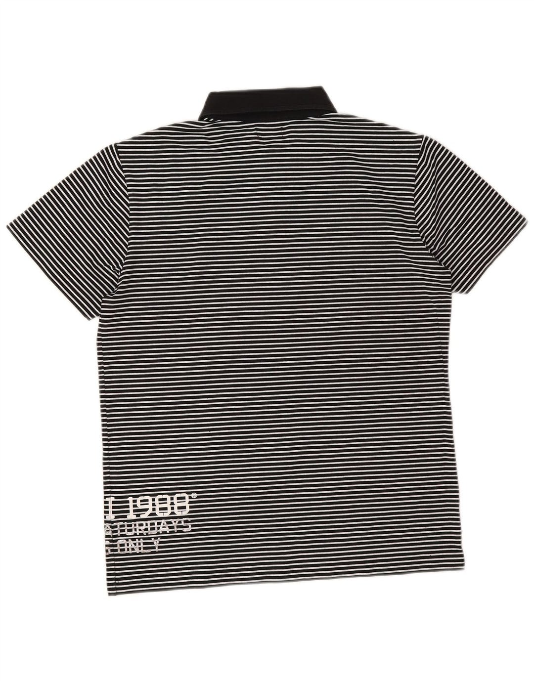 Gaudi Mens Graphic Polo Shirt Medium Black Pinstripe Cotton
