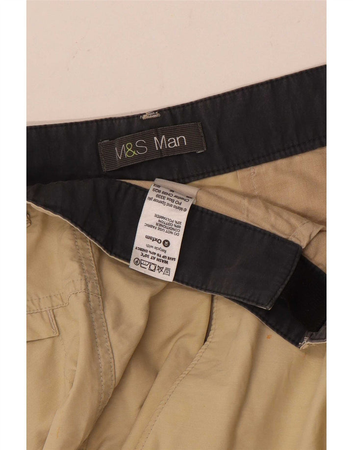 Marks & Spencer Mens Cargo Shorts W34 Large Beige Cotton