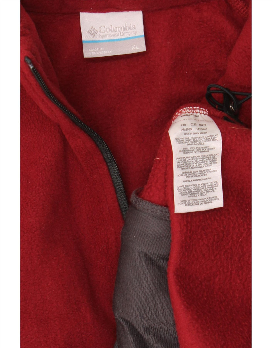 Columbia Mens Fleece Jacket UK 42 XL Burgundy Polyester