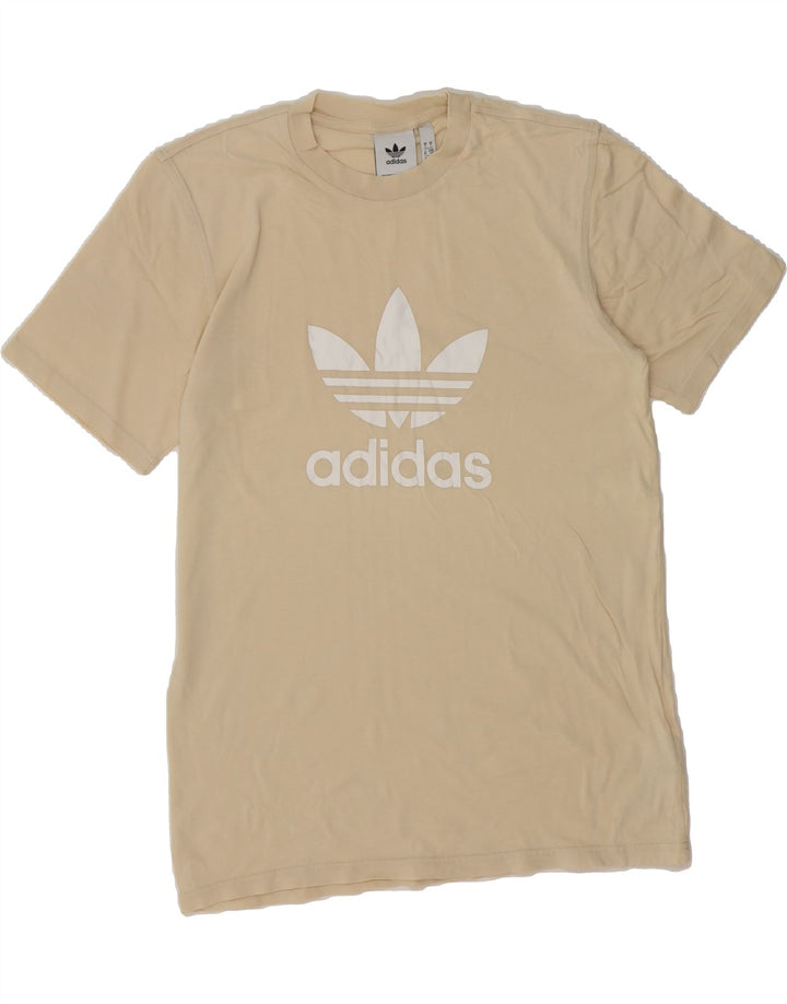 ADIDAS Mens Graphic T-Shirt Top Small Beige Cotton Vintage Adidas and Second-Hand Adidas from Messina Hembry 