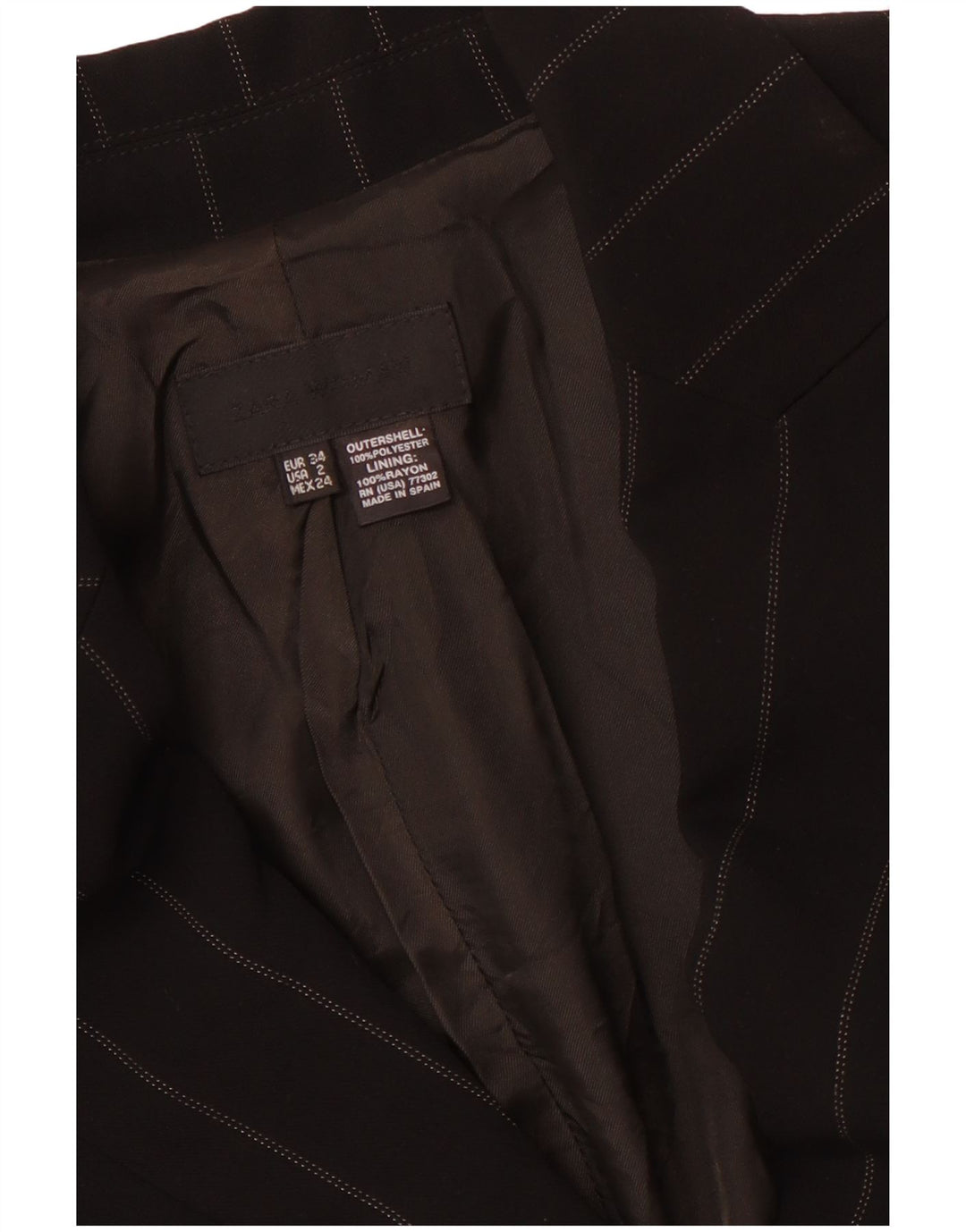 ZARA Womens 1 Button Blazer Jacket EU 34 2XS Black Striped Polyester