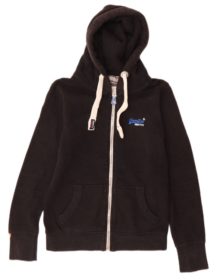 Superdry Mens Zip Hoodie Sweater Small Black Cotton