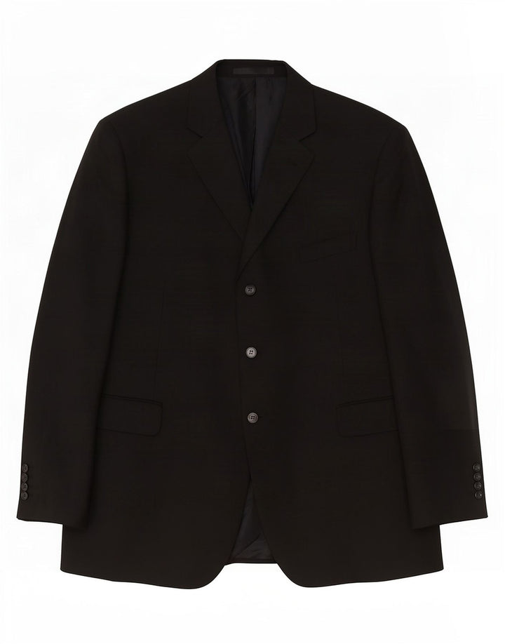 Marks & Spencer Mens 3 Button Blazer Jacket UK 48 2XL Black Polyester