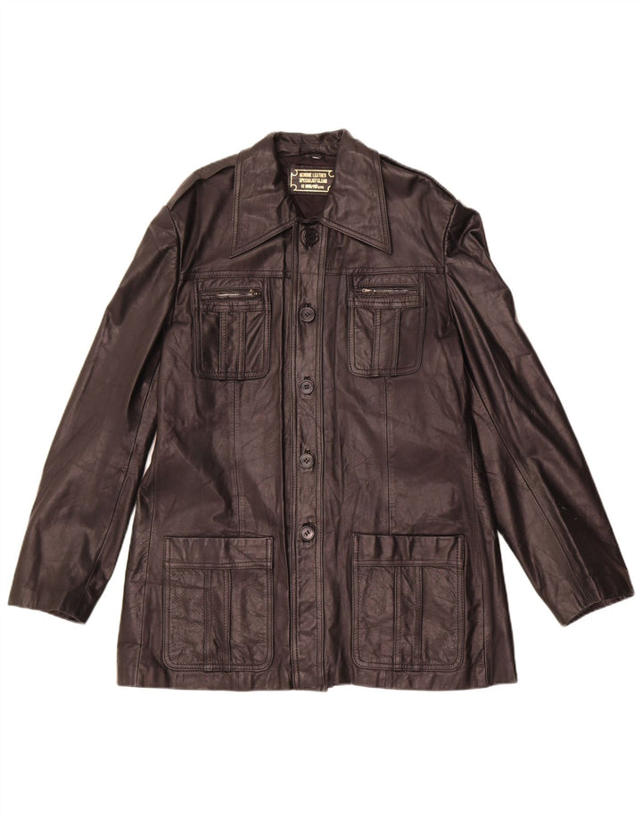 Vintage Womens Leather Jacket IT 42 Medium Black Leather