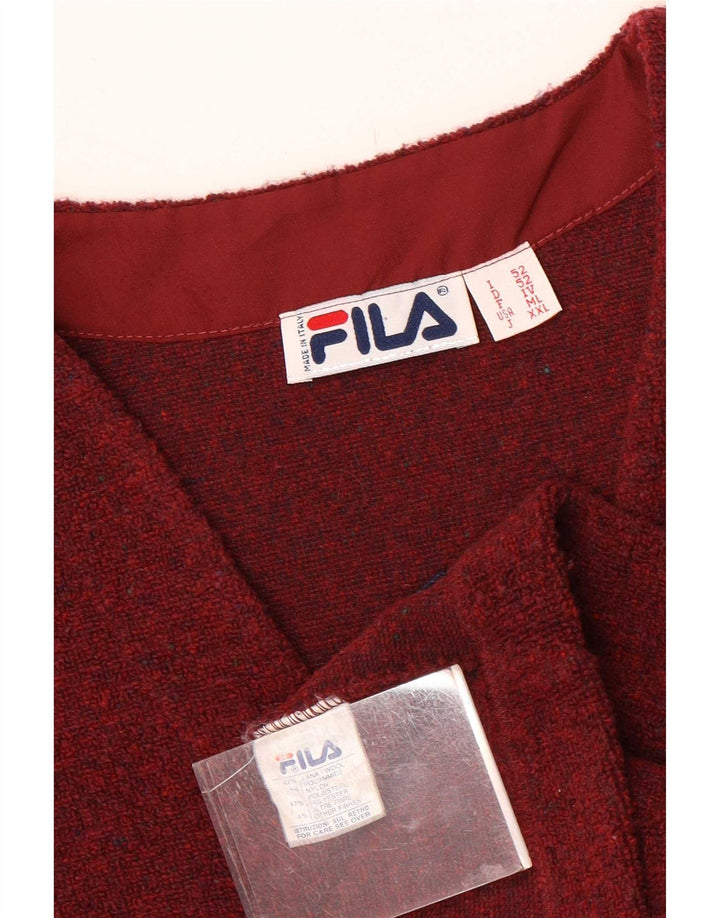 Fila Mens Knit Waistcoat Medium Maroon Flecked Wool