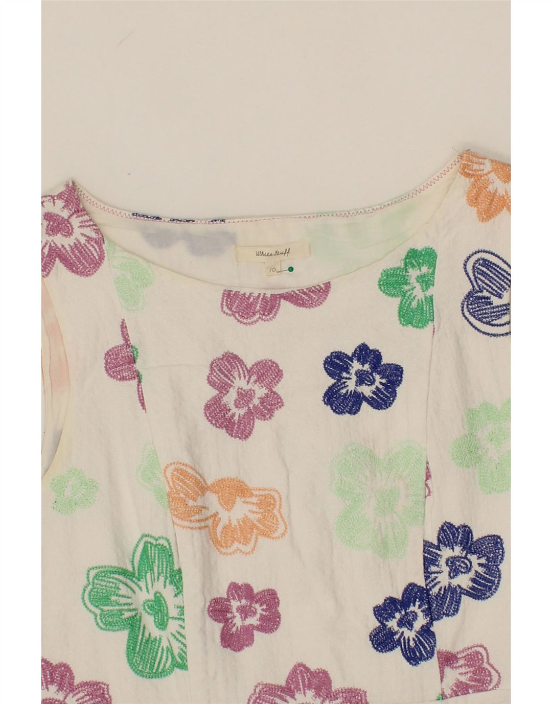 WHITE STUFF Womens Sheath Dress UK 10 Small White Floral Cotton Vintage White Stuff and Second-Hand White Stuff from Messina Hembry 