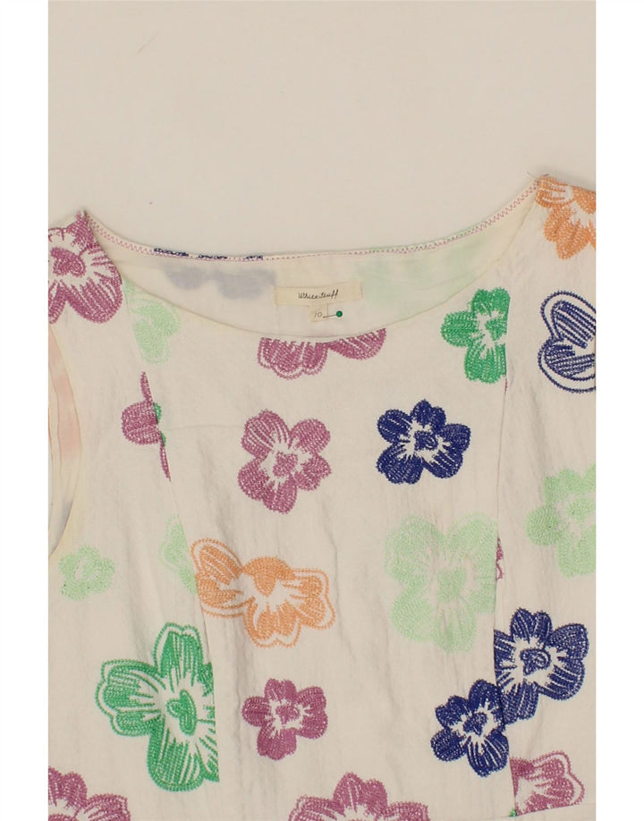 WHITE STUFF Womens Sheath Dress UK 10 Small White Floral Cotton Vintage White Stuff and Second-Hand White Stuff from Messina Hembry 