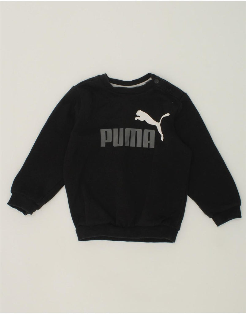 PUMA Baby Girls Graphic Sweatshirt Jumper 9-12 Months Black Cotton | Vintage Puma | Thrift | Second-Hand Puma | Used Clothing | Messina Hembry 