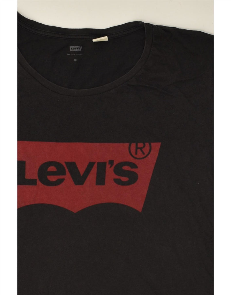 LEVI'S Mens Graphic T-Shirt Top 2XL Black Vintage Levi's and Second-Hand Levi's from Messina Hembry 