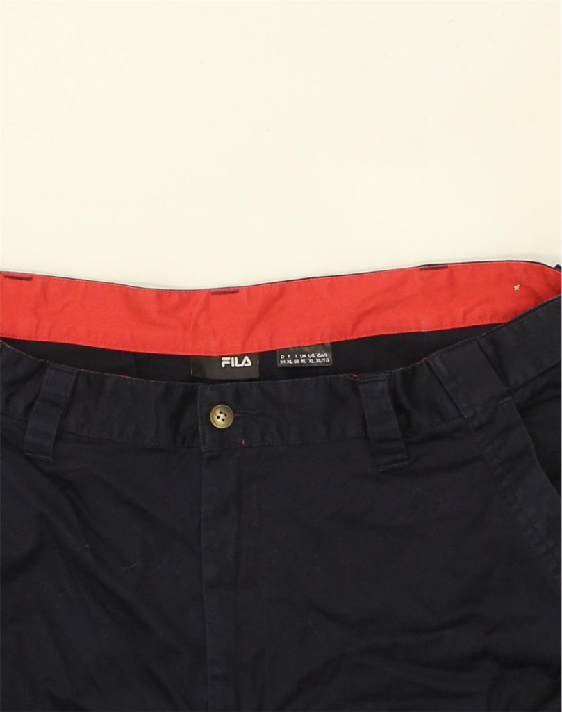 FILA Womens Loose Fit Chino Trousers UK 18 XL W36 L33  Navy Blue Cotton | Vintage Fila | Thrift | Second-Hand Fila | Used Clothing | Messina Hembry 