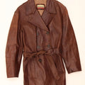 AMERICAN BASE Womens Double Breasted Coat UK 12 Medium Brown Leather Vintage American Base and Second-Hand American Base from Messina Hembry 