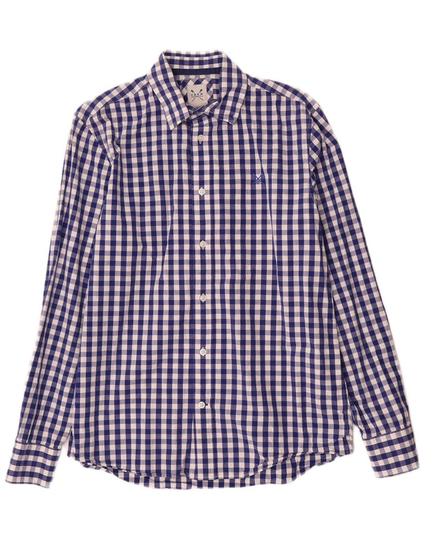 Crew Clothing Mens Shirt Small Blue Gingham Cotton