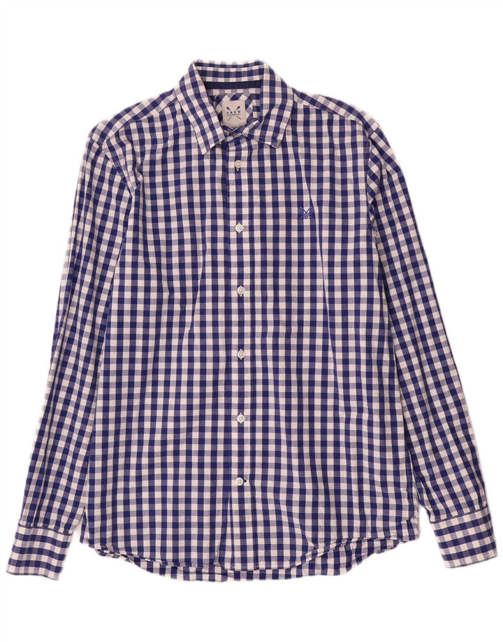 Crew Clothing Mens Shirt Small Blue Gingham Cotton