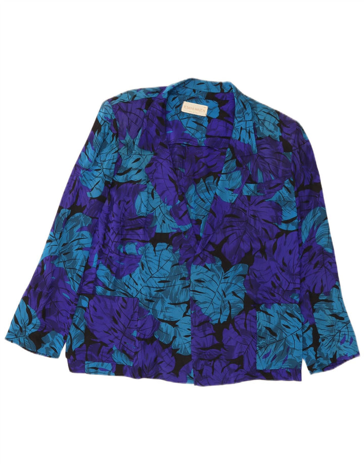 Rosanna Manzoni Womens Open Blazer Jacket IT 44 Medium Blue Floral
