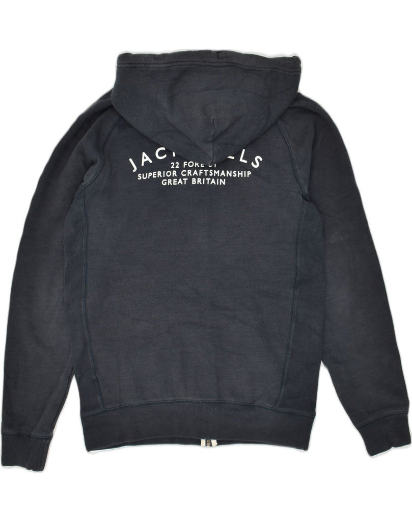 JACK WILLS Mens Graphic Zip Hoodie Sweater Medium Black Cotton | Vintage Jack Wills | Thrift | Second-Hand Jack Wills | Used Clothing | Messina Hembry 