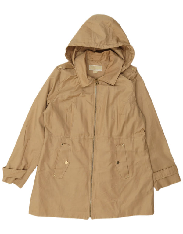 Michael Kors Womens Hooded Rain Jacket UK 18 XL Beige Cotton
