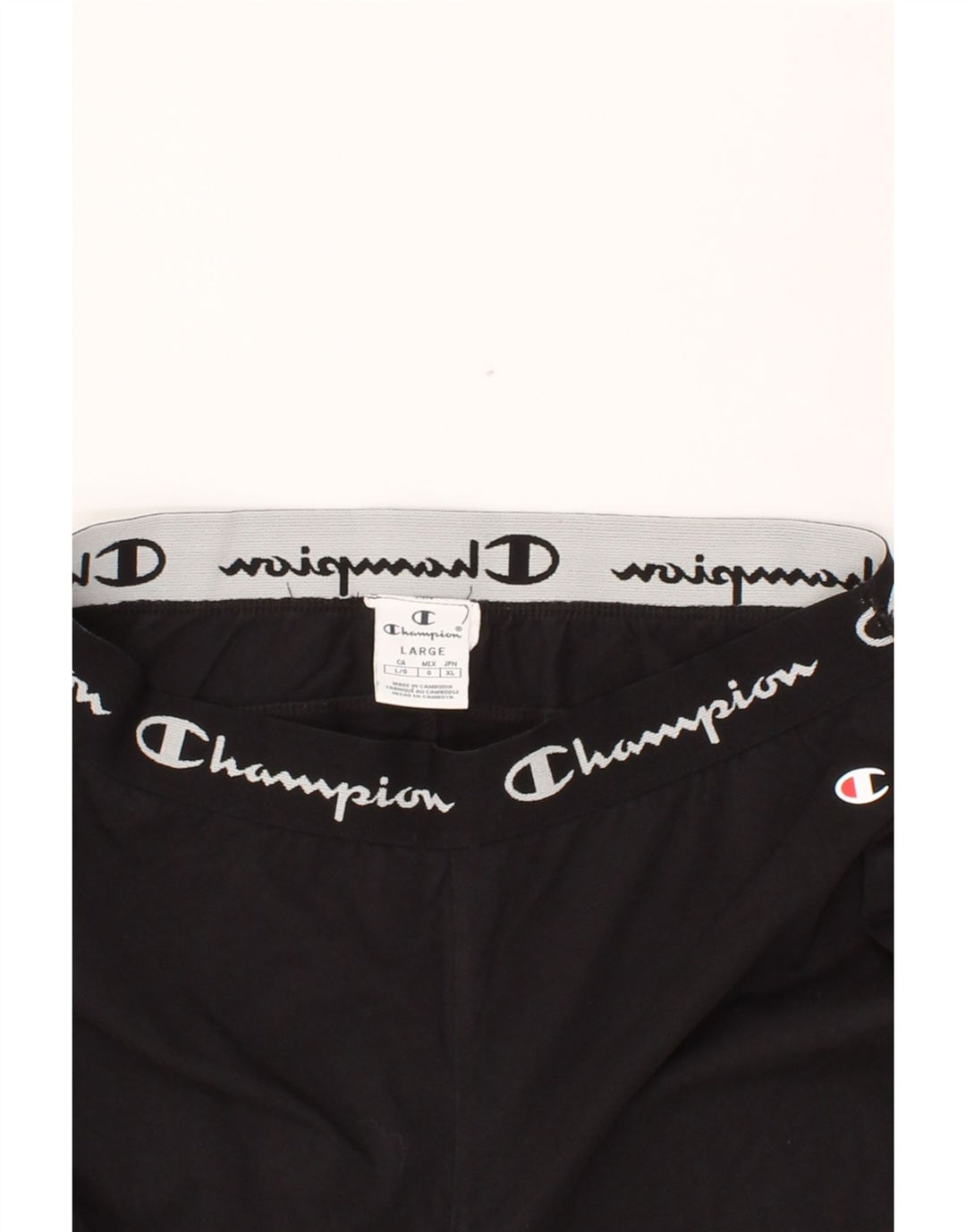 CHAMPION Womens Graphic Capri Leggings UK 14 Large  Black Vintage Champion and Second-Hand Champion from Messina Hembry 