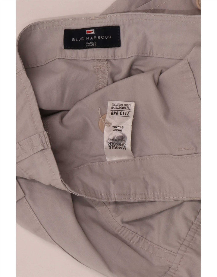 Marks & Spencer Mens Blue Harbour Cargo Shorts W36 Large Grey Cotton
