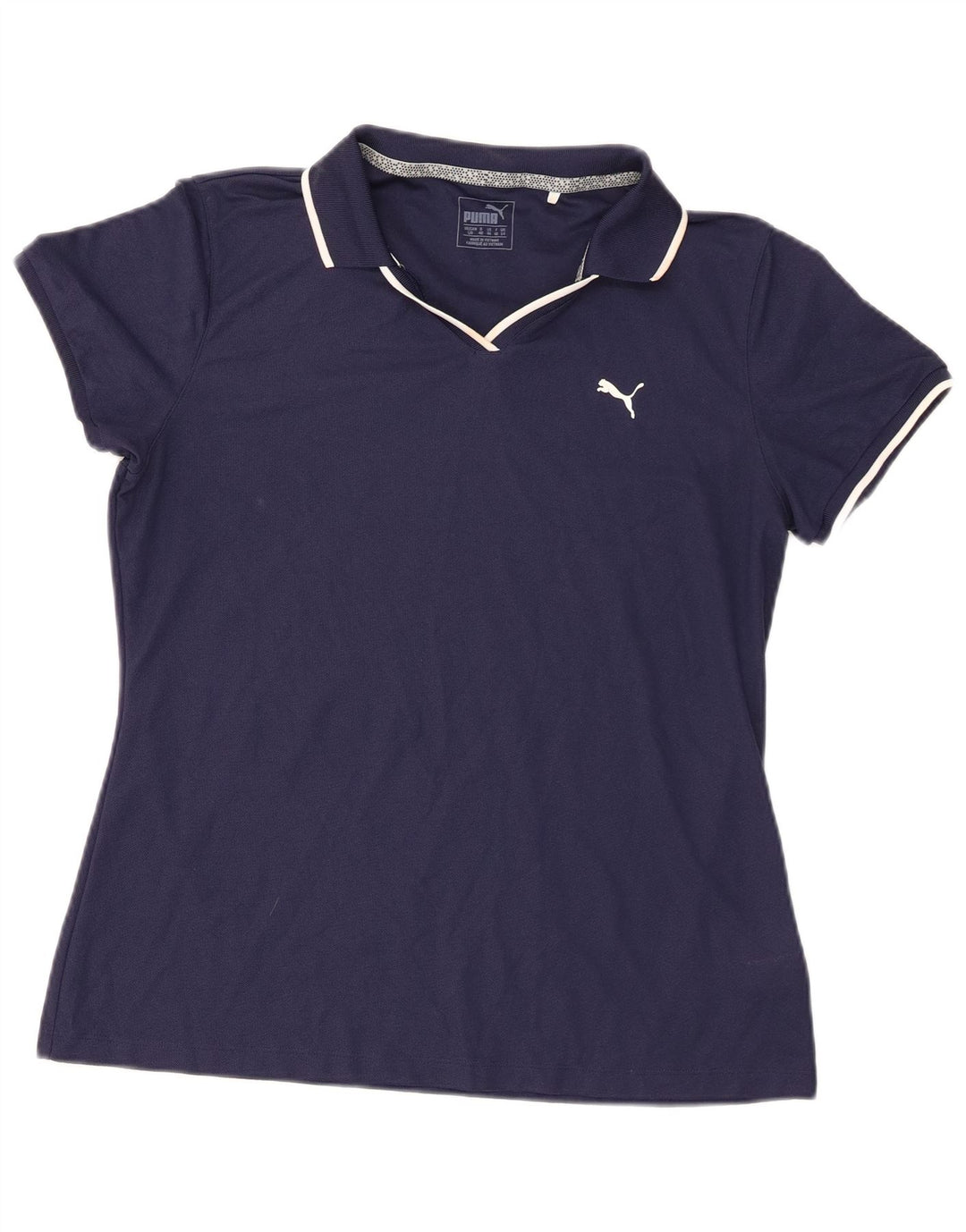 Puma Womens Polo Shirt UK 14 Large Navy Blue Polyester