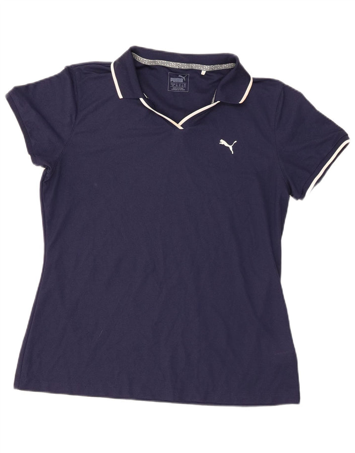 Puma Womens Polo Shirt UK 14 Large Navy Blue Polyester