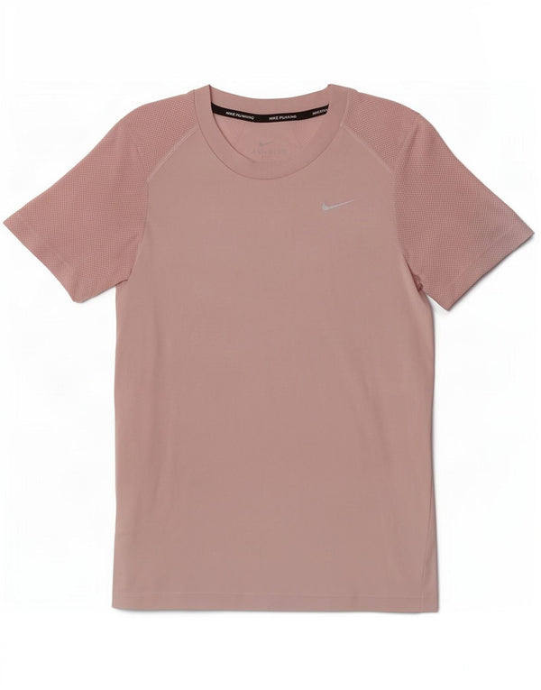 Nike Womens Dri Fit T-Shirt Top UK 10 Small Pink Polyester