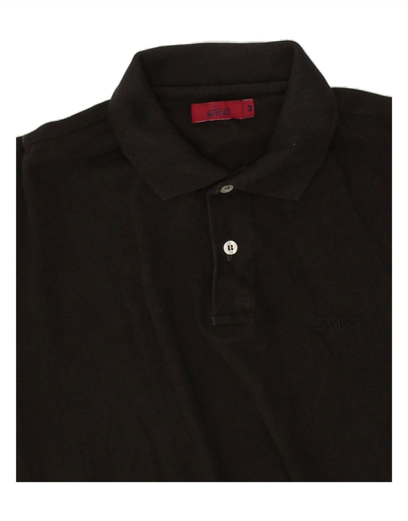 ASICS Mens Polo Shirt Medium Black Cotton | Vintage Asics | Thrift | Second-Hand Asics | Used Clothing | Messina Hembry 