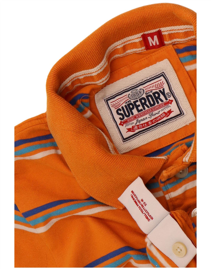 Superdry Mens Graphic Polo Shirt Medium Orange Striped Cotton