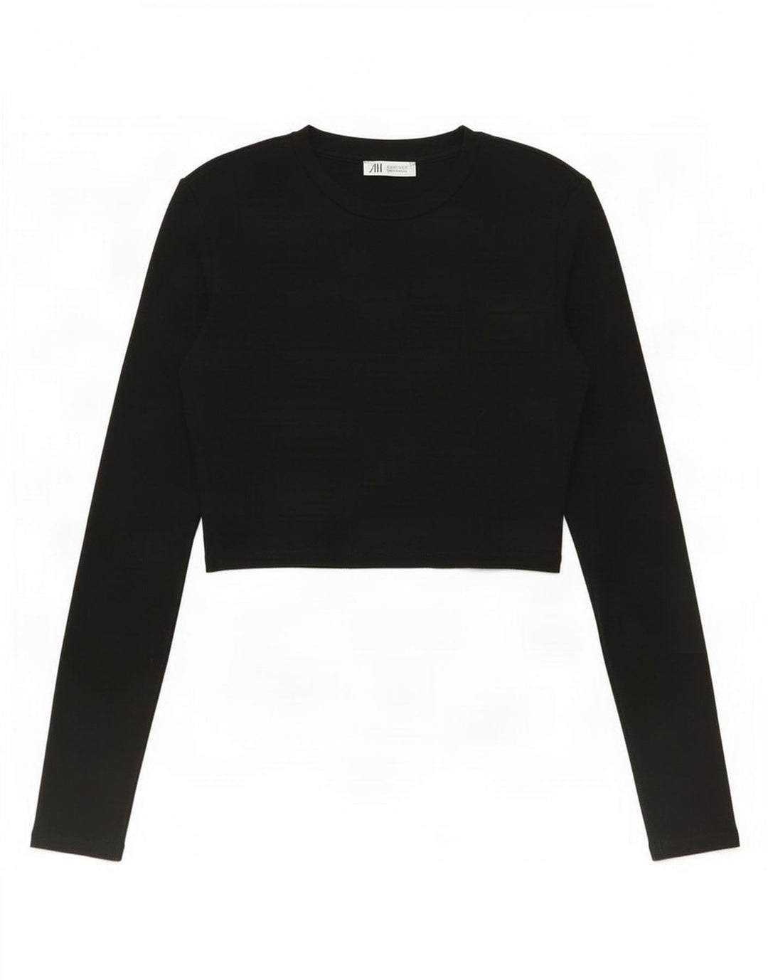 Zara Womens Crop Top Long Sleeve UK 12 Medium Black