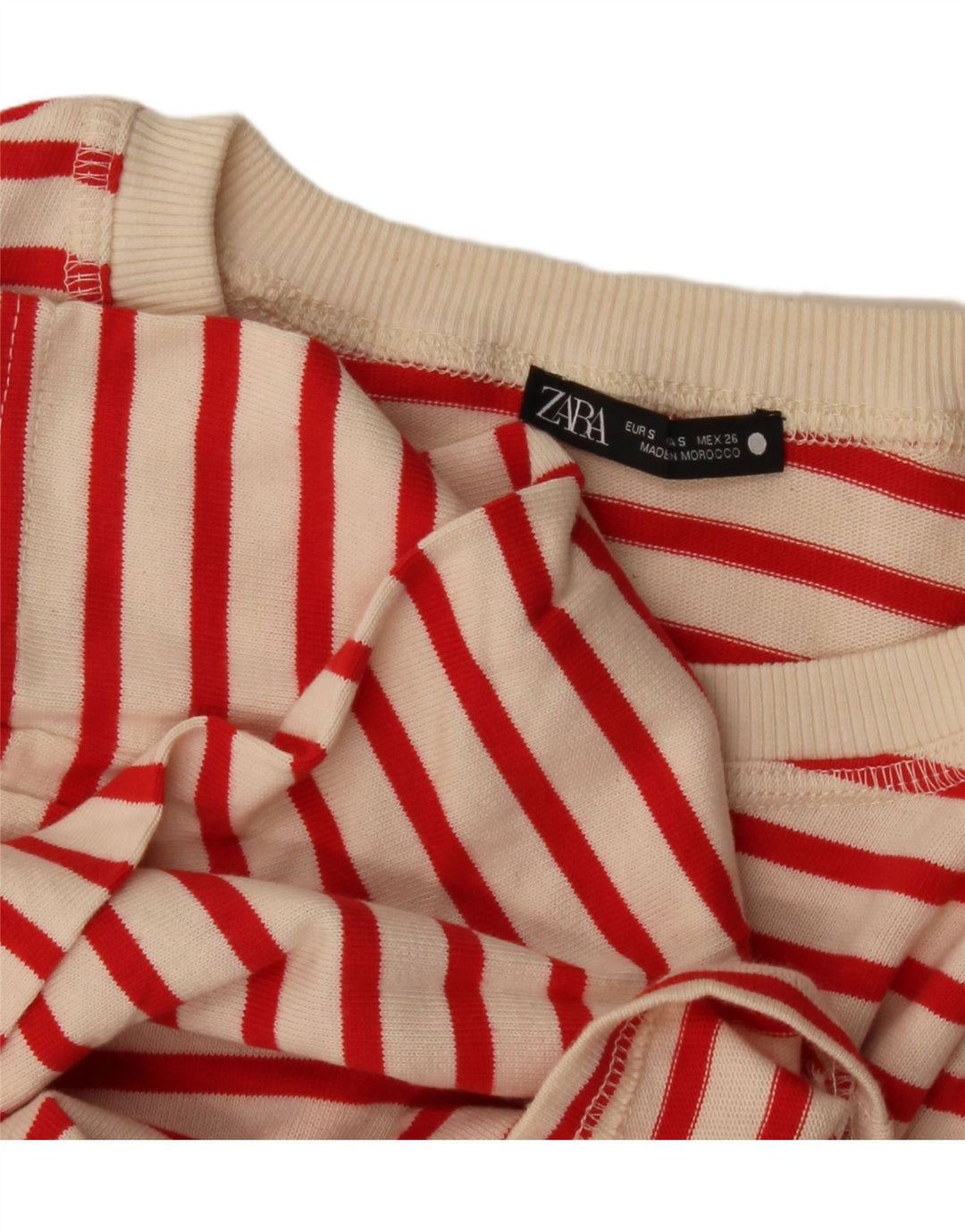 Zara Womens Oversized Top Long Sleeve UK 10 Small Off White Striped