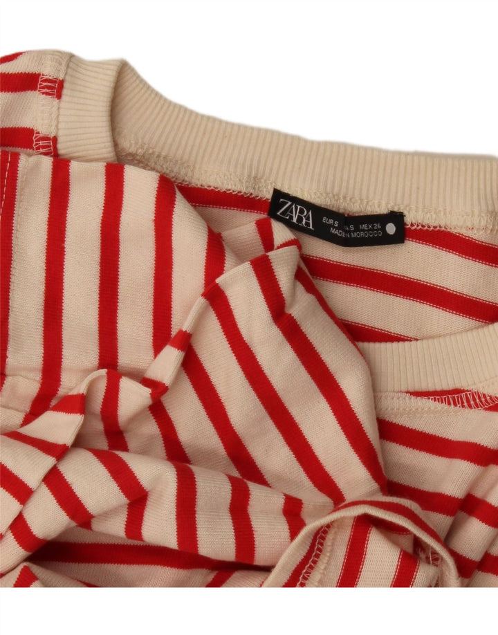 Zara Womens Oversized Top Long Sleeve UK 10 Small Off White Striped