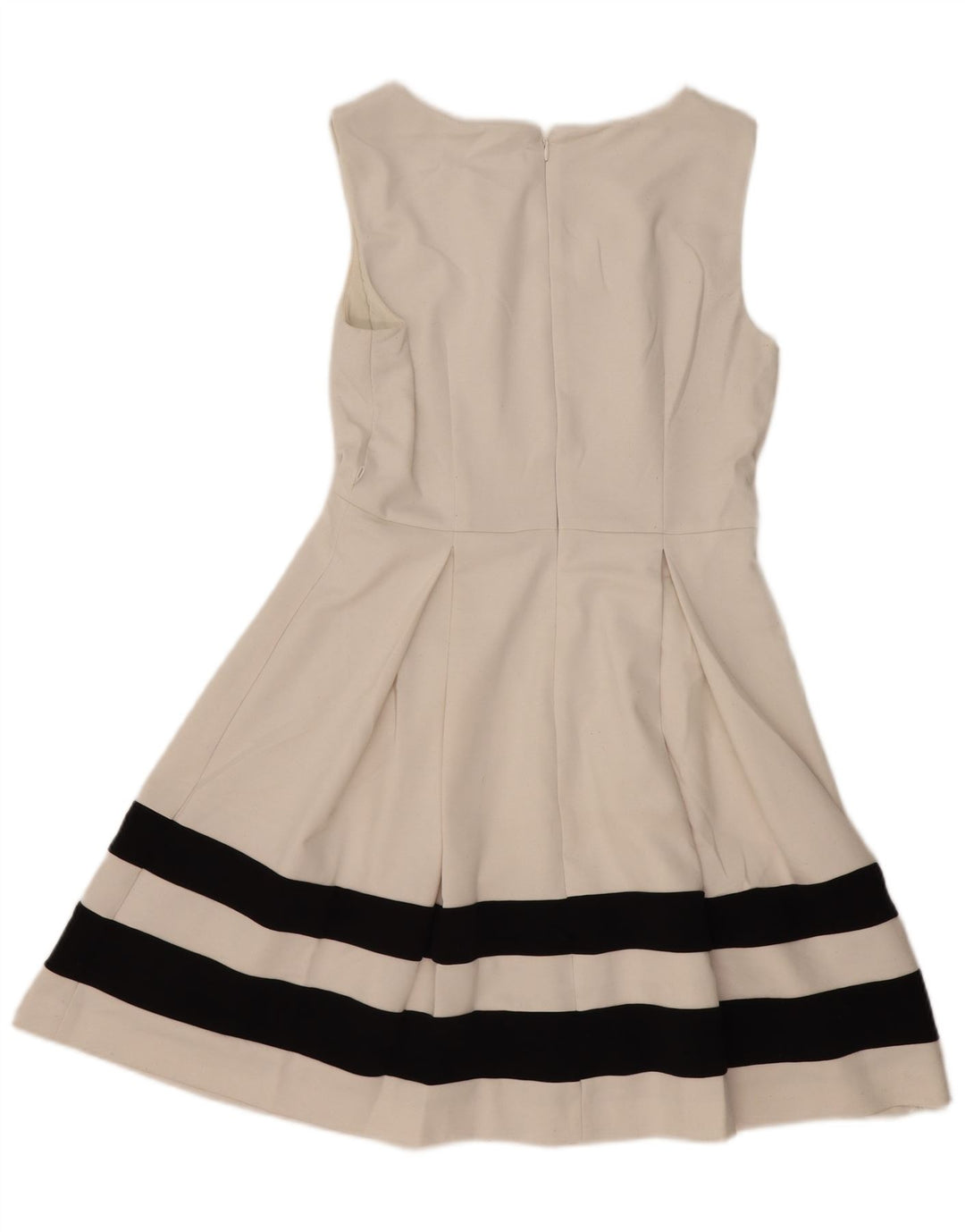 CALVIN KLEIN Womens Sleeveless A-Line Dress US 10 Large White Striped