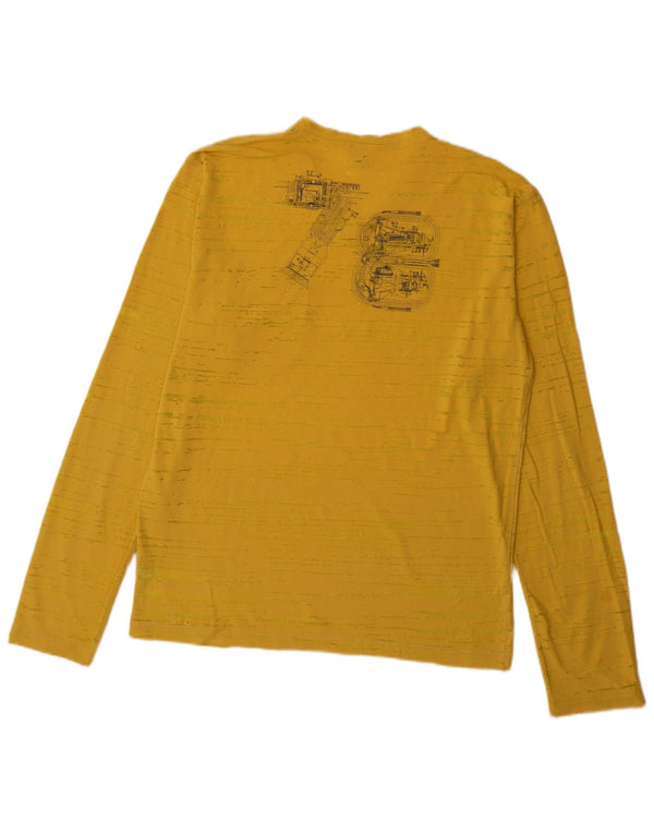 Calvin Klein Jeans Mens Graphic Top Long Sleeve Large Yellow Pinstripe