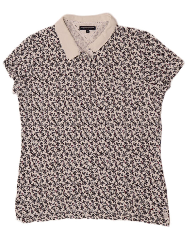 Tommy Hilfiger Womens Short Sleeve Polo Shirt UK 20 2XL White Floral