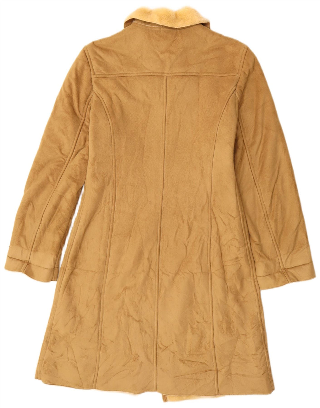 BENETTON Womens Sherpa Overcoat UK 10 Small Beige Modacryl