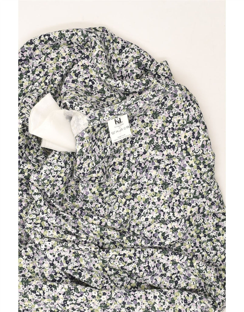 VINTAGE Womens Flared Skirt W30 Medium  Grey Floral Viscose | Vintage Vintage | Thrift | Second-Hand Vintage | Used Clothing | Messina Hembry 