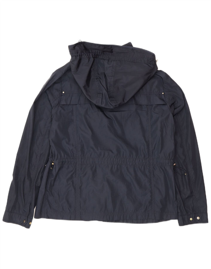Zara Womens Hooded Utility Jacket UK 18 XL Navy Blue Polyester