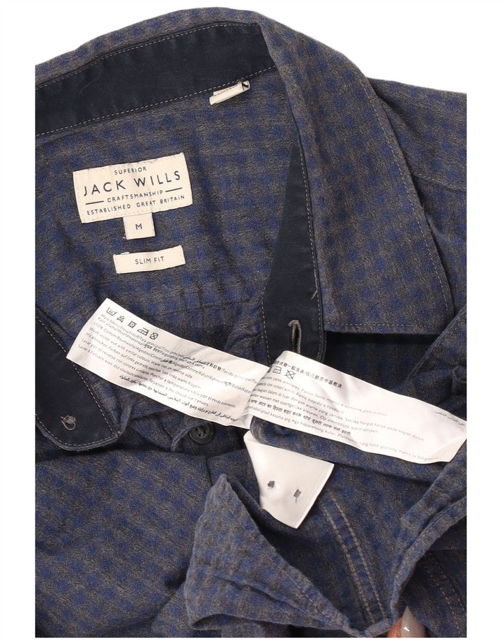 Jack Wills Mens Slim Fit Shirt Medium Blue Gingham Cotton